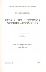 Kovos dėl Lietuvos nepriklausomybės. T. 2 (1981)