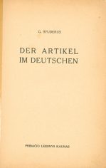 Der Artikel im Deutschen (1934)