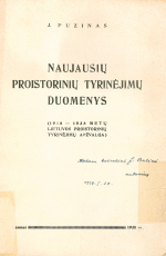 Naujausių proistorinių tyrinėjimų duomenys... (1938)