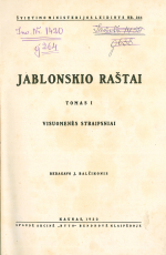 Jablonskio raštai. T. 1 (1932)