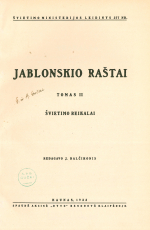 Jablonskio raštai. T. 2 (1933)