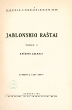 Jablonskio raštai. T. 3 (1934)