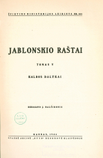 Jablonskio raštai. T. 5 (1936)