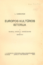 Europos kultūros istorija. T. 1 (1931)