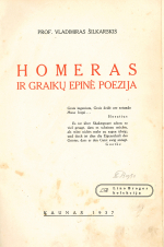 Homeras ir graikų epinė poezija (1937)