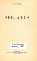 Apie sielą / Aristotelis (1959)