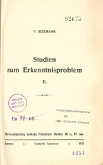 Beiträge zum Erkenntnisproblem 2... (1927)