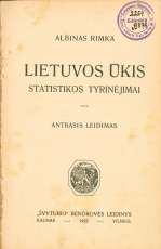 Lietuvos ūkis : statistikos tyrinėjimai (1922)