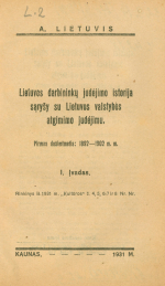 Lietuvos darbininkų judėjimo istorija... (1931)