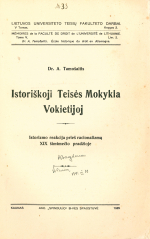 Istoriškoji teisės mokykla Vokietijoj (1929)