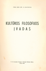 Kultūros filosofijos įvadas (1936)