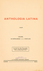 Anthologia Latina. D. 1 (1938)