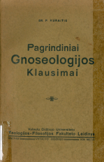 Pagrindiniai gnoseologijos klausimai (1930)