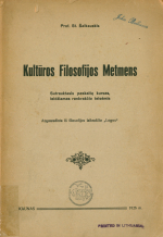 Kultūros filosofijos metmens (1926)